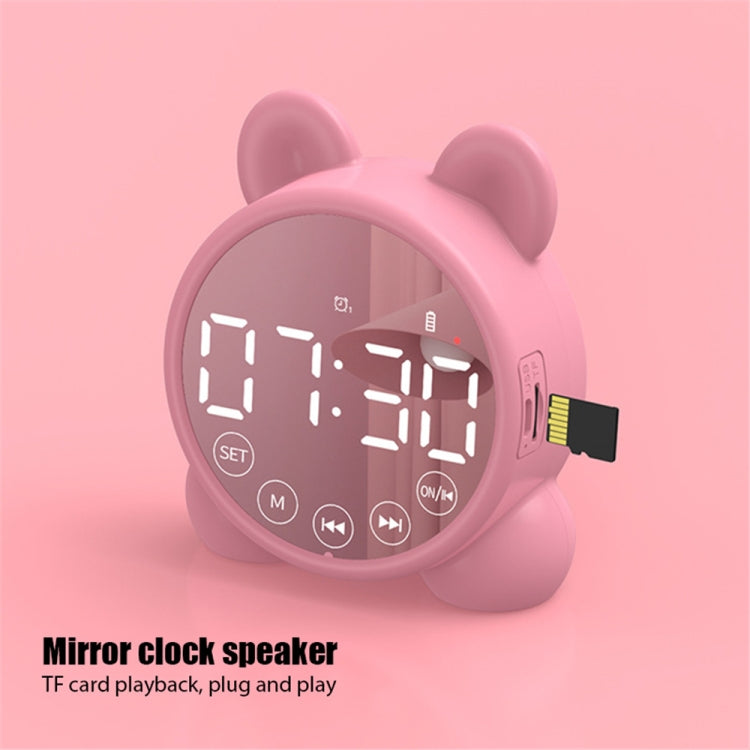 P1 Mini Card Mirror Clock Wireless Bluetooth Speaker with FM Radio(White) - Mini Speaker by buy2fix | Online Shopping UK | buy2fix