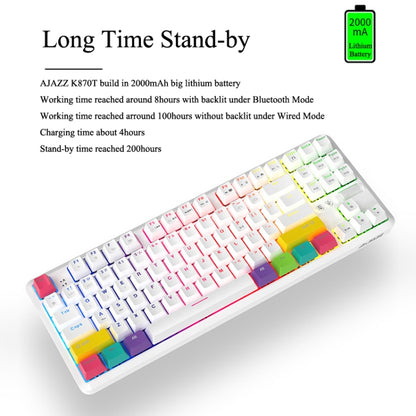 Ajazz K870T 87-Key Hot Swap Bluetooth/Wired Dual Mode RGB Backlight Office Game Mechanical Keyboard Green Shaft (Black) - Wireless Keyboard by Ajazz | Online Shopping UK | buy2fix