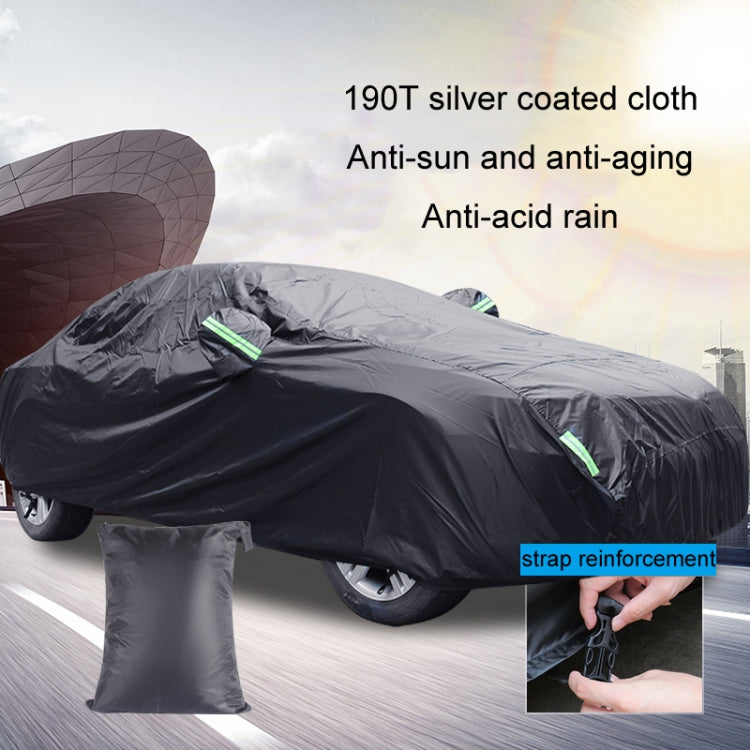 190T Silver Coated Cloth Car Rain Sun Protection Car Cover with Reflective Strip, Size: XL -  by buy2fix | Online Shopping UK | buy2fix