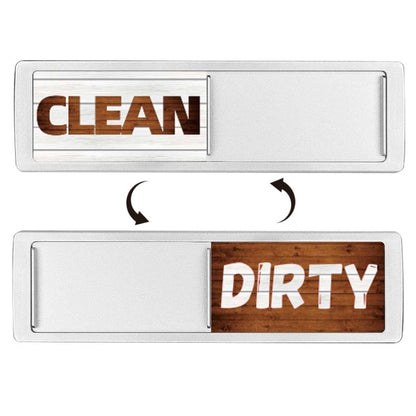 Dishwasher Magnet Clean Dirty Sign Double-Sided Refrigerator Magnet(Silver White Coffee Horizontal Wood Grain) - Dish Washers & Accessories by buy2fix | Online Shopping UK | buy2fix