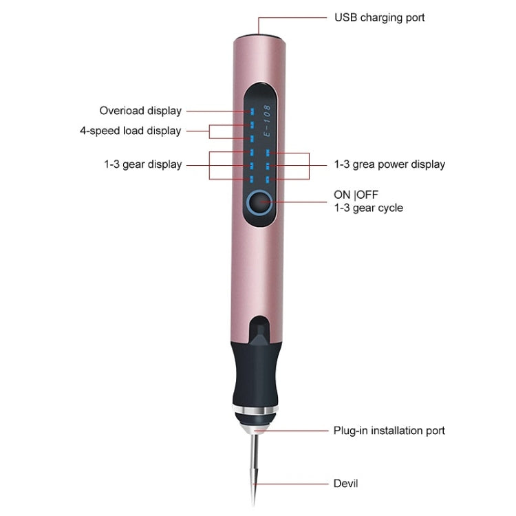 E108 59pcs/set Wireless Portable USB Rechargeable Mini Electric Drill Pen(Rose Gold) - Abrasive Tools & Accessories by buy2fix | Online Shopping UK | buy2fix