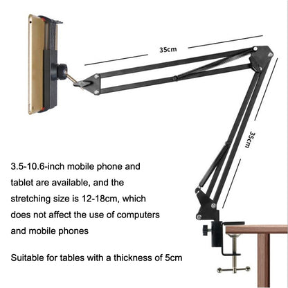 Z01 Bedside Clip-on Cantilever Microphone Overhead Bracket 3.5-10.6 inch Phone Tablet (Black) - Lazy Bracket by buy2fix | Online Shopping UK | buy2fix