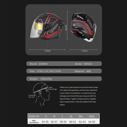 SOMAN Motorcycle Electric Bicycle Dual Lens Riding Helmet, Size: XL(Bright Back) - Helmets by SOMAN | Online Shopping UK | buy2fix