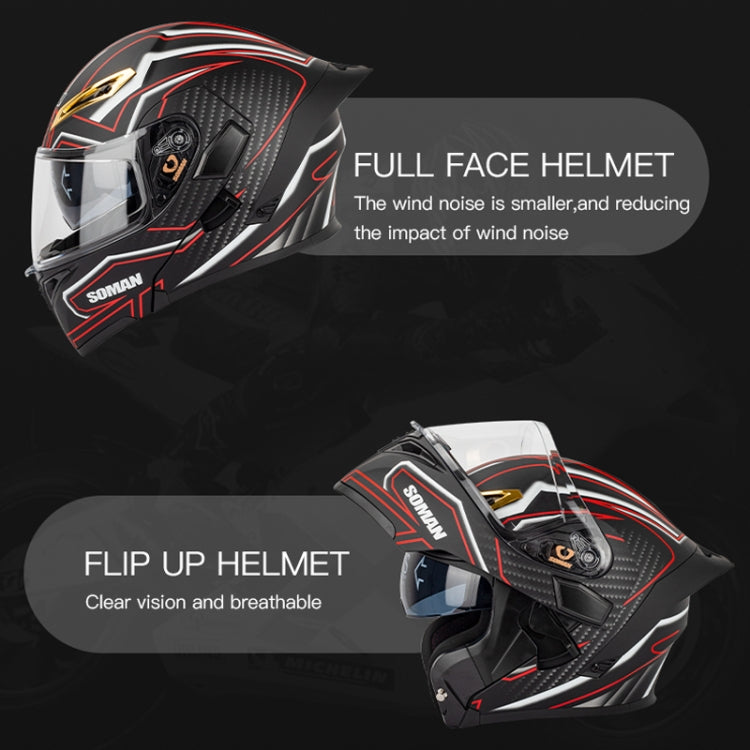 SOMAN Motorcycle Dual Lens Riding Peel-Off Full Coverage Helmet, Size: S(Matt Black) - Helmets by SOMAN | Online Shopping UK | buy2fix