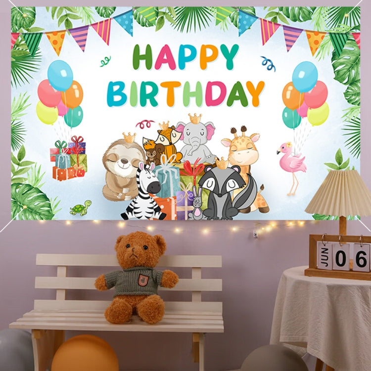 180x110cm 2pcs Animal Birthday Theme Backdrop Cloth Party Decoration(2023SRB92) -  by buy2fix | Online Shopping UK | buy2fix