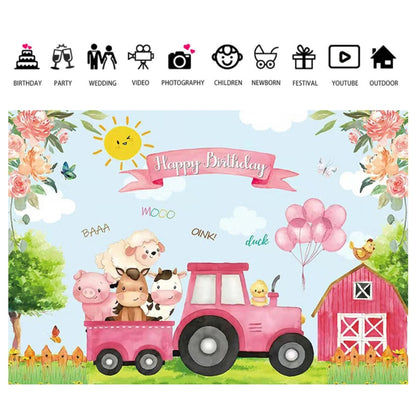 150 x 100cm Farm Animal Truck Backdrop Boy Happy Birthday Background Party Decorations -  by buy2fix | Online Shopping UK | buy2fix