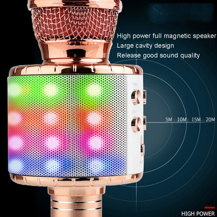 WS-858L LED Light Flashing Wireless Capacitance Microphone Comes With Audio Mobile Phone Bluetoon Live Microphone(Gold) - Microphone by buy2fix | Online Shopping UK | buy2fix