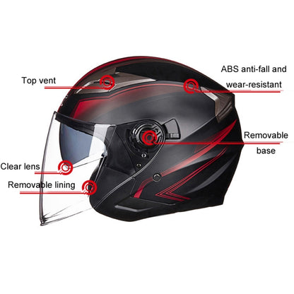 GXT 708 Electric Vehicle Dual Lens Helmet Four Seasons Safety Helmet, Size: L(Bright Black Gray) - Helmets by GXT | Online Shopping UK | buy2fix