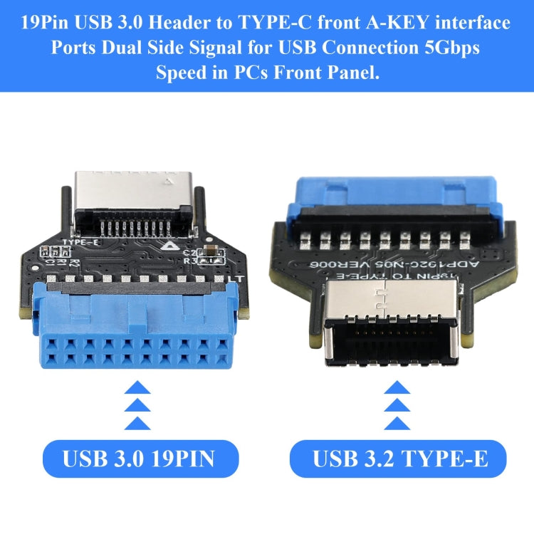 USB 3.0 19PIN Header to Type-E Front A-Key Interface Extend USB Ports to PC, Spec: Upward - Add-on Cards by buy2fix | Online Shopping UK | buy2fix