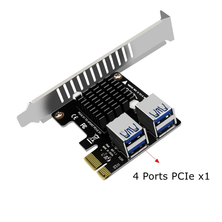 PCIE To PCI-E4 Port USB3.0 Expansion Card Graphics Card Extension(Half High Baffle) - Add-on Cards by buy2fix | Online Shopping UK | buy2fix