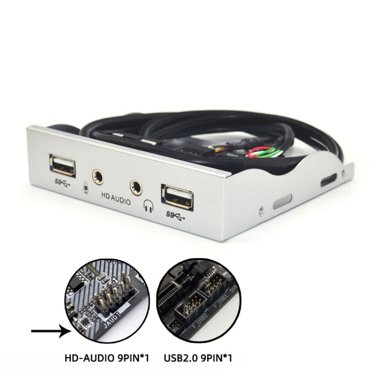 3.5-Inch  2 USB 2.0+HD AUDIO Port Desktop PC Case Floppy Drive Front Panel(Silver White) - Computer Cases & Towers by buy2fix | Online Shopping UK | buy2fix