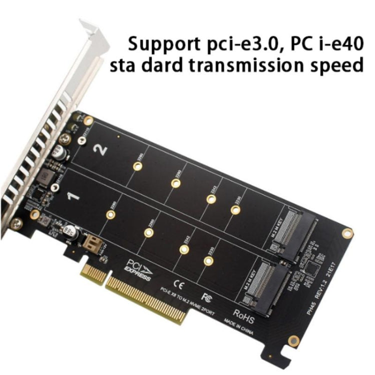 PCI-E X8 Double Disk Transfer Card NVME M.2 MKEY SSD RAID Array Expansion Adapter(PH45) - Card Adapter by buy2fix | Online Shopping UK | buy2fix