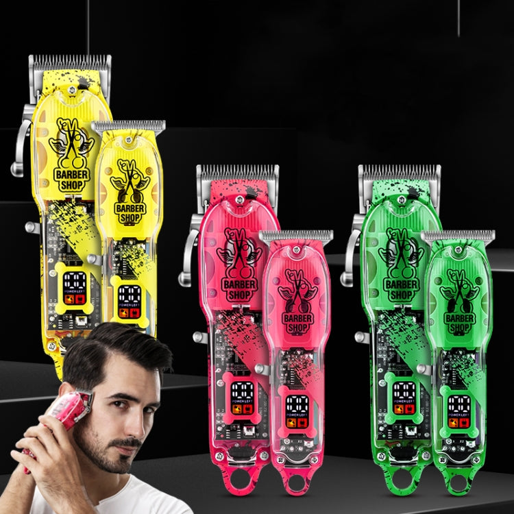 Haircutter Set Transparent Body Oil Head Electric Hair Clipper Men Home Electric Pusher(Scissors Green) - Hair Trimmer by buy2fix | Online Shopping UK | buy2fix