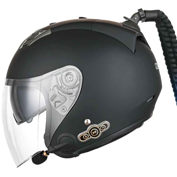 KUQIBAO Motorcycle Bluetooth Headset Double Lens Helmet With Braid, Size: XXL(Scrub Black) - Helmets by KUQIBAO | Online Shopping UK | buy2fix