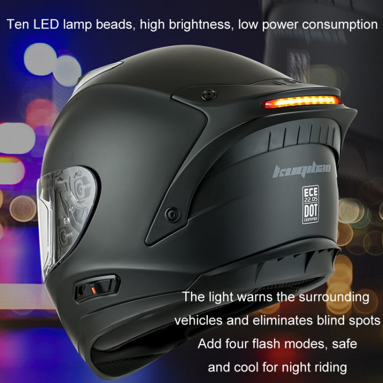 KUQIBAO Motorcycle Dual Lens Anti-Fog Helmet With LED Light, Size: XXL(White Wake Lion) - Helmets by KUQIBAO | Online Shopping UK | buy2fix