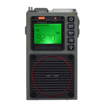 HanRongda HRD-787 High Performance Full Band Portable Bluetooth Card SOS Warning LED Lighting Radio(Green) - Radio Player by HanRongda | Online Shopping UK | buy2fix