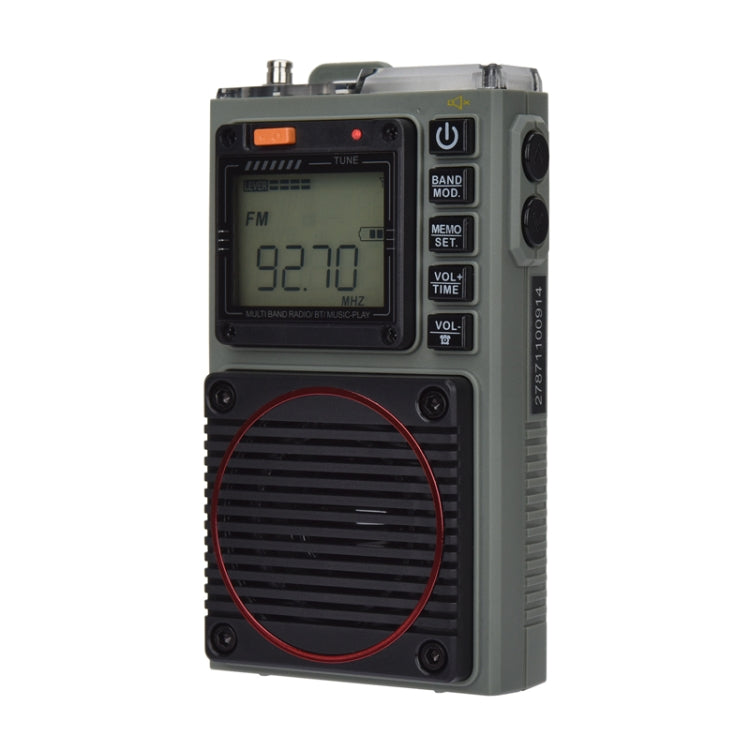 HanRongda HRD-787 High Performance Full Band Portable Bluetooth Card SOS Warning LED Lighting Radio(Green) - Radio Player by HanRongda | Online Shopping UK | buy2fix