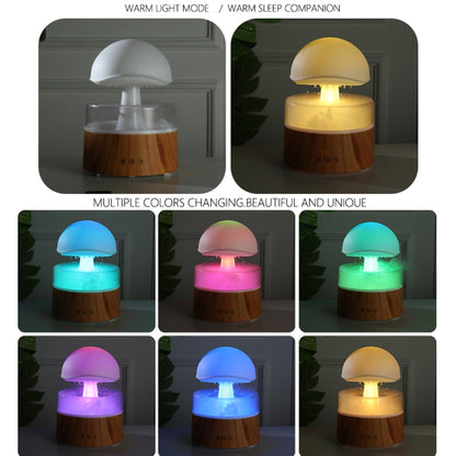 500ml Rain Humidifier Mushroom Cloud Colorful Night Lamp Aromatherapy Machine With Remote Control, Style: USB Direct Plug(Wood Grain) - Air Purifiers & Accessories by buy2fix | Online Shopping UK | buy2fix