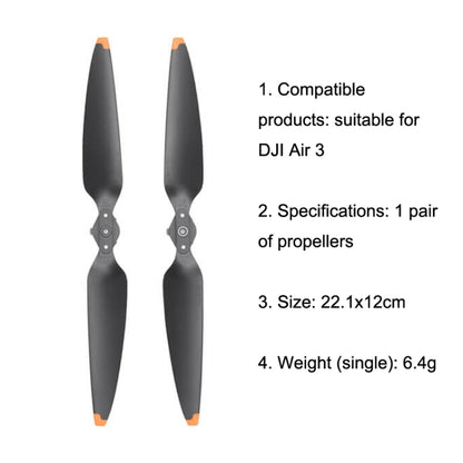 Original DJI Air 3 1pair Noise Reduction Propeller(Black) -  by DJI | Online Shopping UK | buy2fix