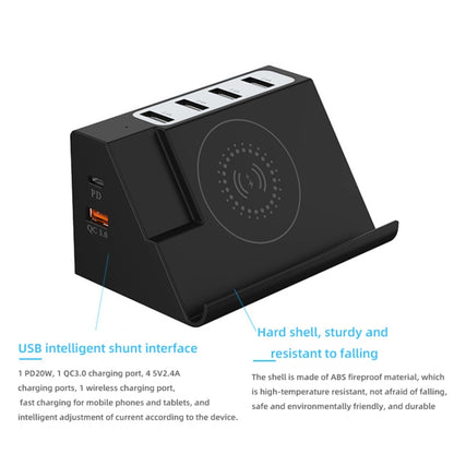 PD 20W +QC 3.0 Wireless Charging+6 Ports Multi-function Charger(UK Plug) - Multifunction Charger by buy2fix | Online Shopping UK | buy2fix