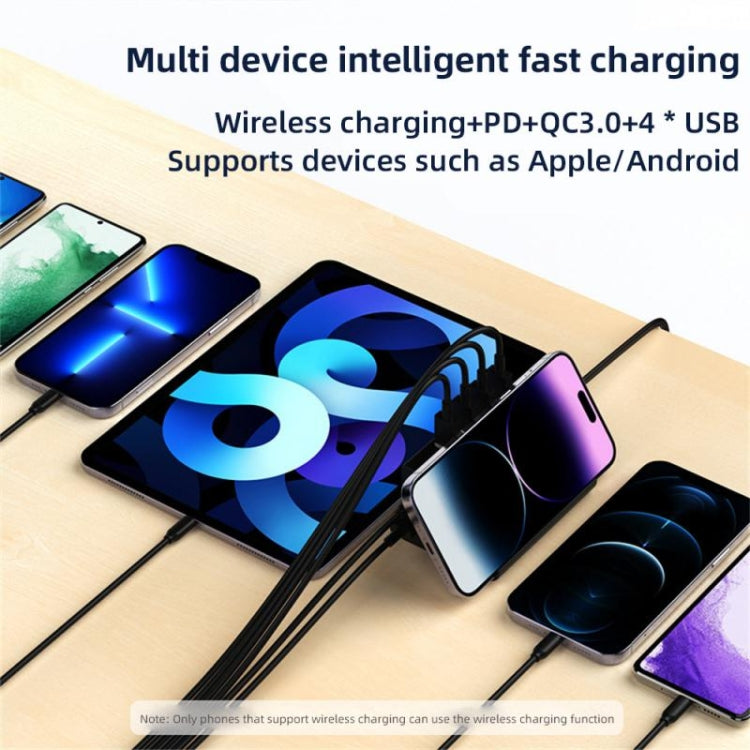 PD 20W +QC 3.0 Wireless Charging+6 Ports Multi-function Charger(UK Plug) - Multifunction Charger by buy2fix | Online Shopping UK | buy2fix