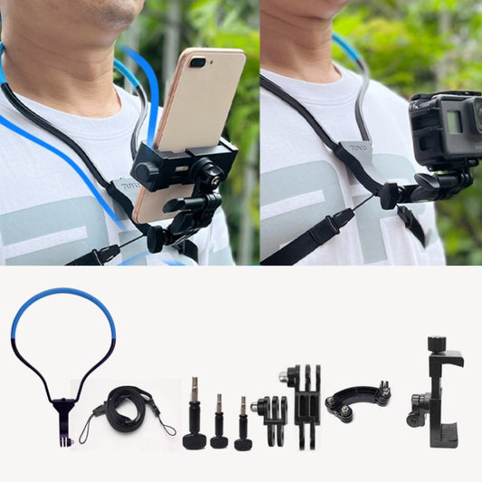 TUYU Camera Neck Holder Mobile Phone Chest Strap Mount  For Video Shooting//POV, Spec:  Vertical +Phone Clip (Blue) - Stand by buy2fix | Online Shopping UK | buy2fix