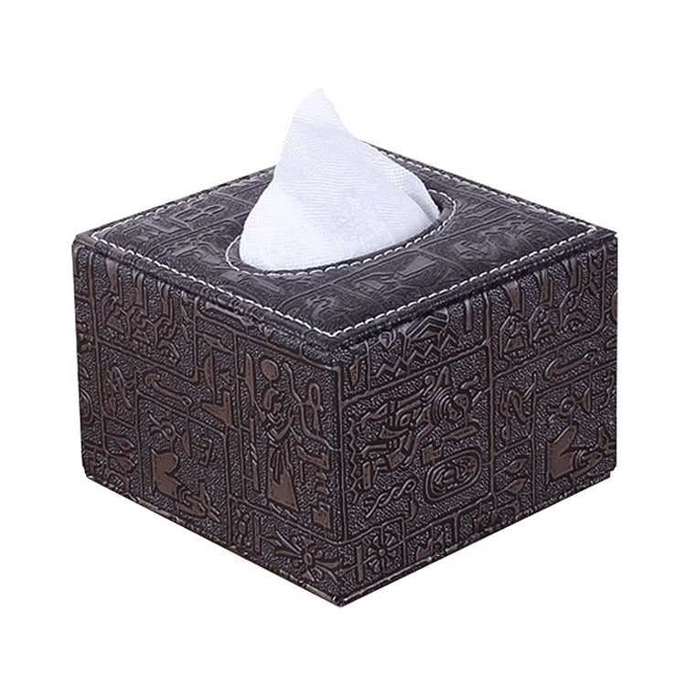 Ancient Pattern Hotel Restaurant Leather Square Paper Box Car Tissue Box - Tissue Boxes by buy2fix | Online Shopping UK | buy2fix