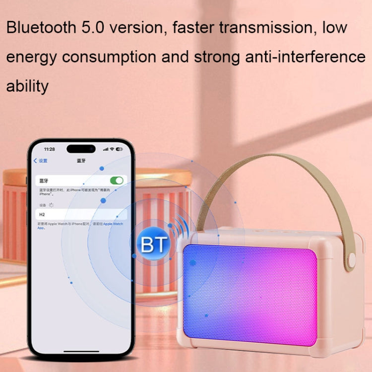 Portable RGB Lighting Effect Bluetooth Speaker Home Mini Karaoke Audio, Style: Single Microphone+Speaker(Pink) - Microphone by buy2fix | Online Shopping UK | buy2fix