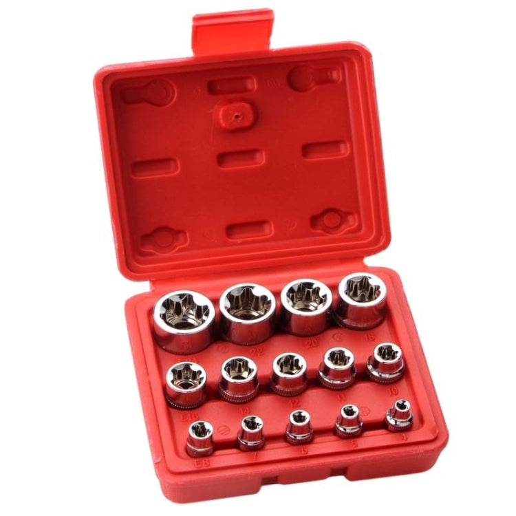 14pcs/set E-type 6-corner Plum Blossom Socket Combination Car Repair Kit Tool(Box Color Random Delivery) - Nuts & Bolts by buy2fix | Online Shopping UK | buy2fix