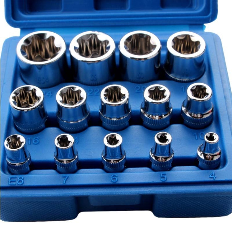 14pcs/set E-type 6-corner Plum Blossom Socket Combination Car Repair Kit Tool(Box Color Random Delivery) - Nuts & Bolts by buy2fix | Online Shopping UK | buy2fix