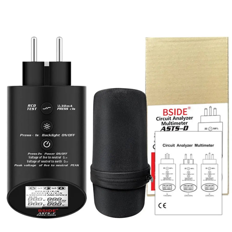 BSIDE ASTS Circuit Analyzer Plug Power Tester UK Plug - Current & Voltage Tester by BSIDE | Online Shopping UK | buy2fix