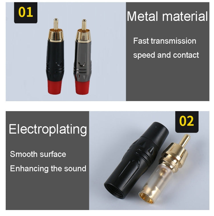 Pure Copper Soldered RCA Male Audio/Video Plug Assembled With AV Lotus Connector(Red) - RCA Adapter by buy2fix | Online Shopping UK | buy2fix