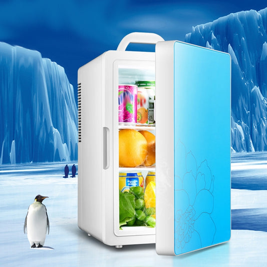 Cabinet Type Car Home Dual-purpose 16-liter Hot and Cold Small Refrigerator, Style:Dual-core Blue Door(CN Plug) - Home & Garden by buy2fix | Online Shopping UK | buy2fix