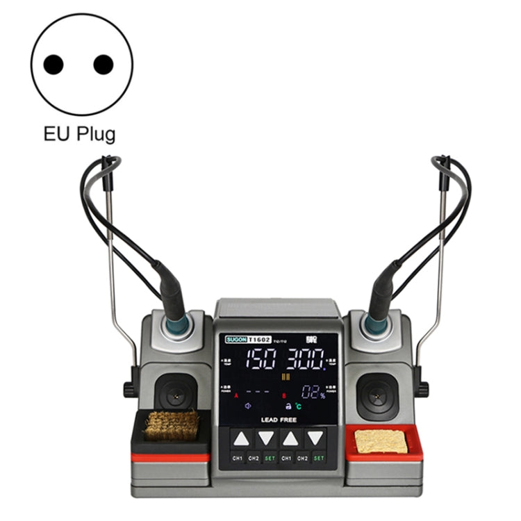 SUGON T1602 220V Dual Station Electric Soldering Station with Double Handle, EU Plug - Electric Soldering Iron by SUGON | Online Shopping UK | buy2fix