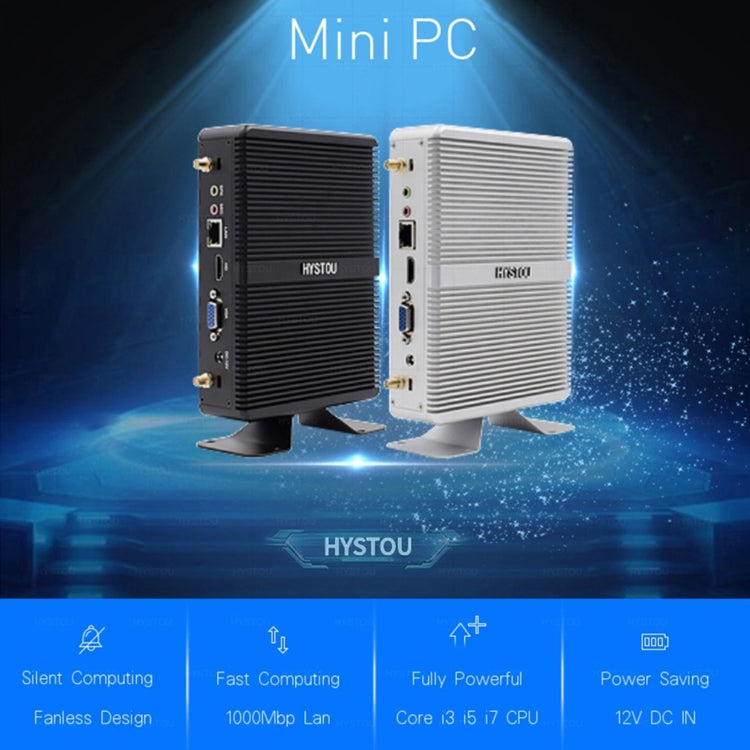 HYSTOU H2 Windows / Linux System Mini PC, Intel Core I5-7267U Dual Core Four Threads up to 3.50GHz, Support mSATA 3.0, 4GB RAM DDR3 + 256GB SSD (White) - Windows Mini PCs by HYSTOU | Online Shopping UK | buy2fix