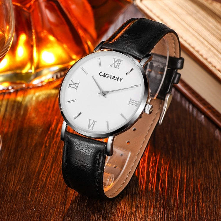 CAGARNY 6812 Concise Style Ultra Thin Quartz Wrist Watch with Leather Band for Women(Black Band) - Leather Strap Watches by CAGARNY | Online Shopping UK | buy2fix