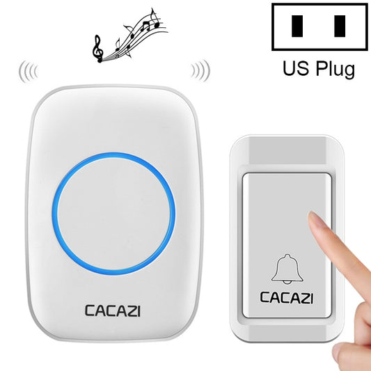 CACAZI A10G One Button One Receivers Self-Powered Wireless Home Cordless Bell, US Plug(White) - Security by CACAZI | Online Shopping UK | buy2fix