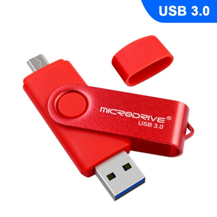 MicroDrive 32GB USB 3.0 Android Phone & Computer Dual-use Rotary Metal U Disk (Red) - USB Flash Drives by MicroDrive | Online Shopping UK | buy2fix