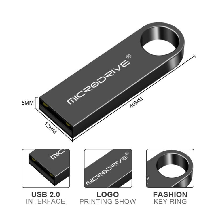 MicroDrive 128GB USB 2.0 Metal Waterproof High Speed U Disk(Grey) - USB Flash Drives by MicroDrive | Online Shopping UK | buy2fix